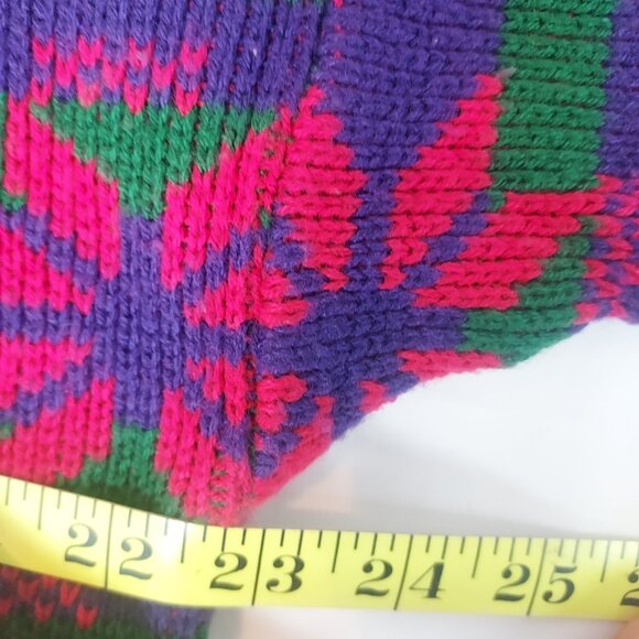 Vintage Objectives Knit Sweater Vibrant Flower Snowflake Chunky Heavy - Picture 5 of 8